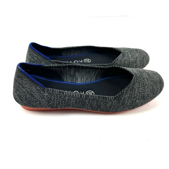 Rothys Birdseye Flats 8 Gray Charcoal Pink Sole Womens Slip On Comfort Shoes - Picture 4 of 10